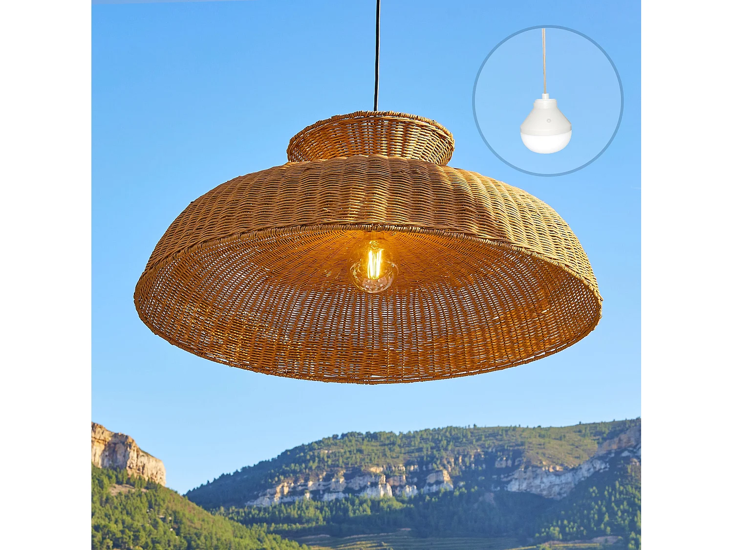 Suspension nomade DARMA Beige Rotin D80 CM