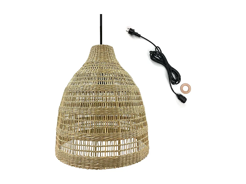 Suspension d'extérieur FREYA LONG Bois Herbe marine D49 cm
