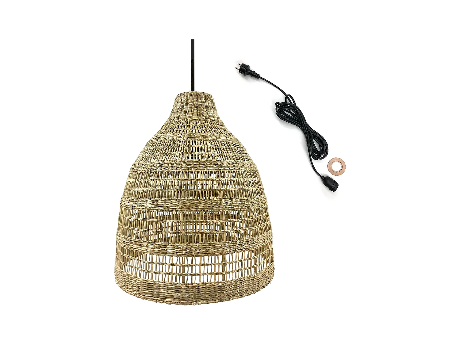 Suspension d'extérieur FREYA LONG Bois Herbe marine D49 cm