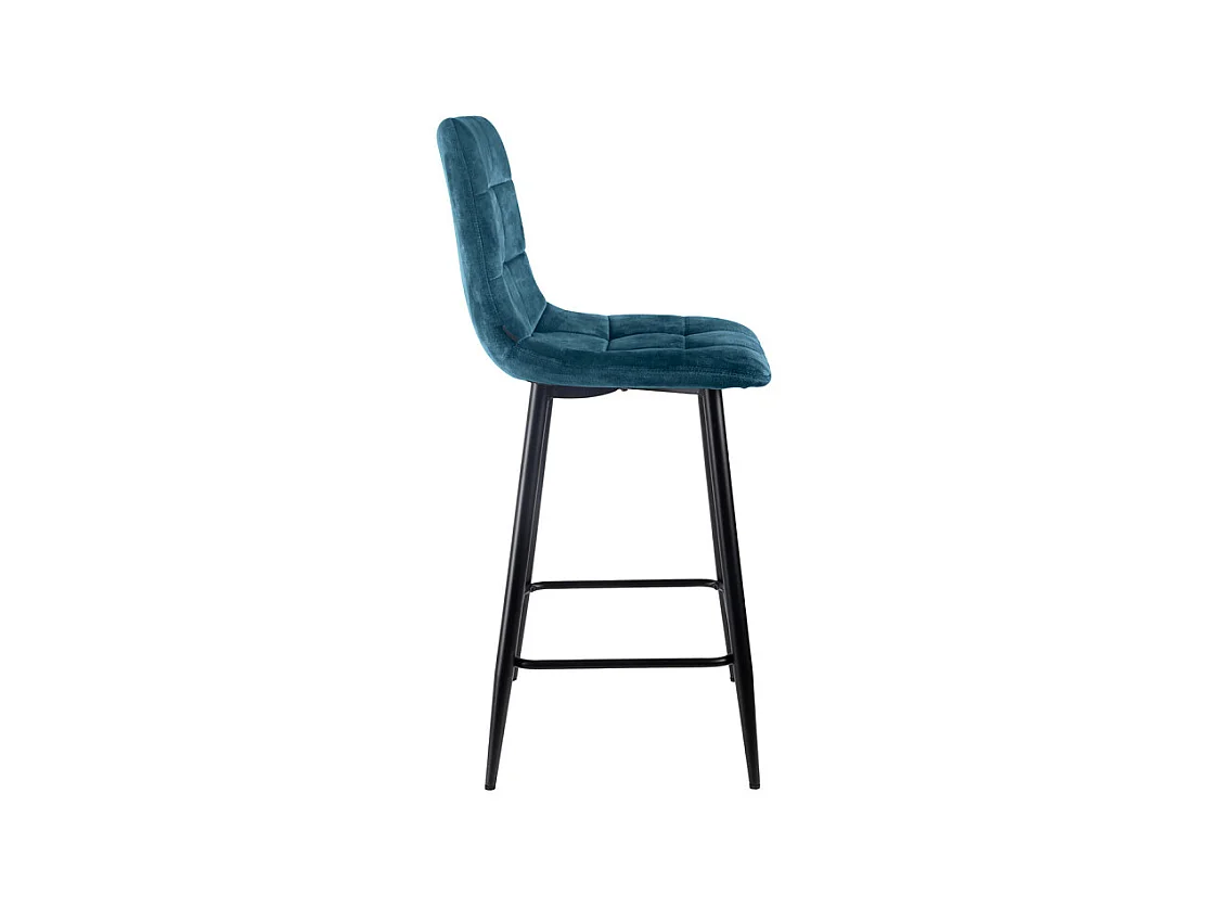 Lot 2 tabourets de bar en velours bleu pieds métal noir – NAMI 2