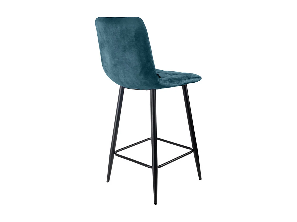 Lot 2 tabourets de bar en velours bleu pieds métal noir – NAMI 2