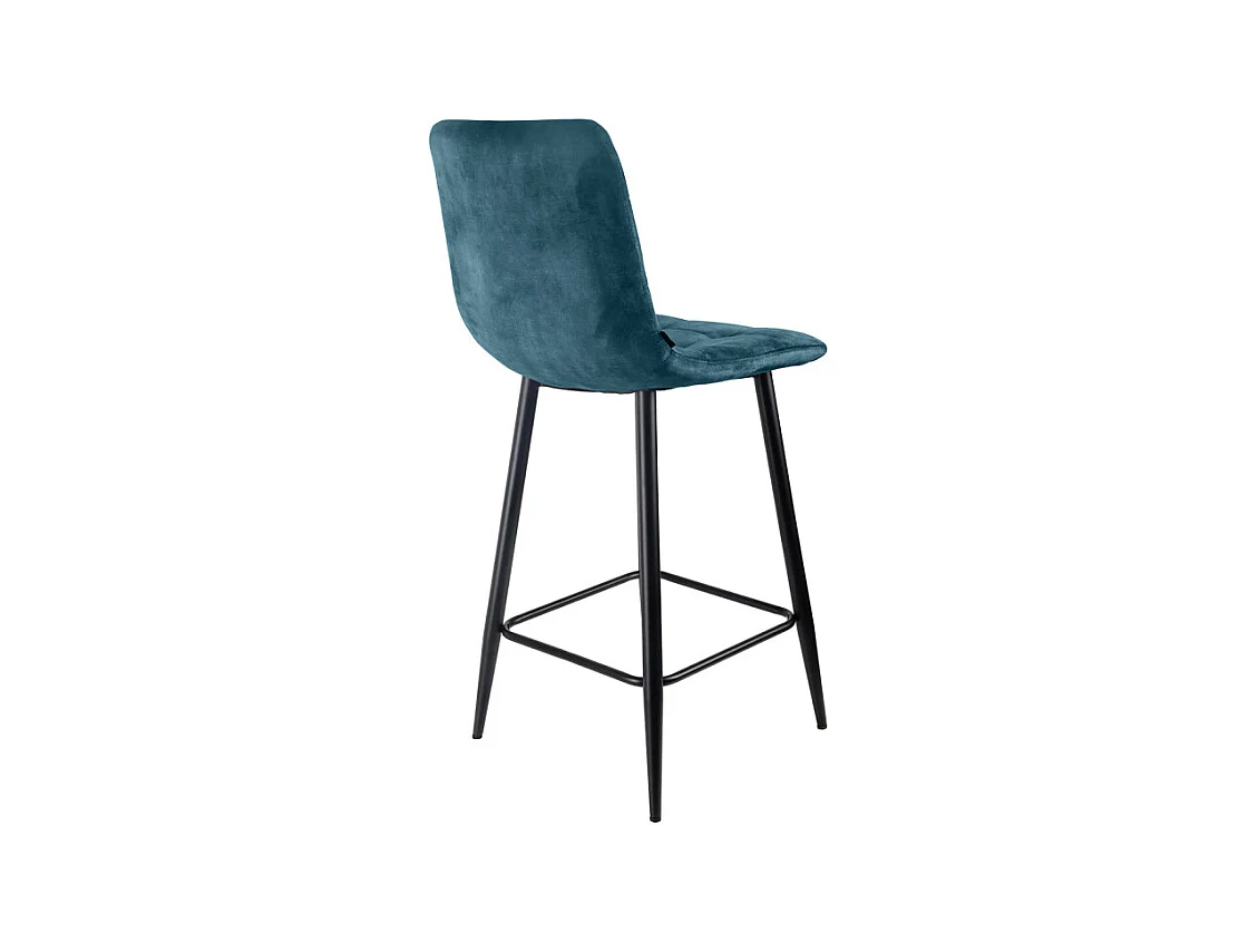 Lot 2 tabourets de bar en velours bleu pieds métal noir – NAMI 2