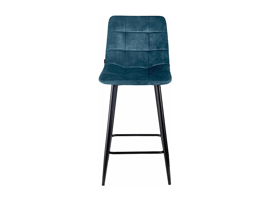 Lot 2 tabourets de bar en velours bleu pieds métal noir – NAMI 2