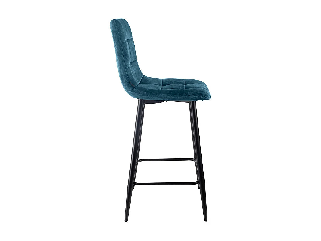 Lot 2 tabourets de bar assise 63 cm velours bleu pieds métal – NAMI 2