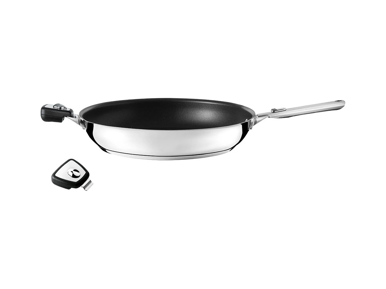 Eclipse - Set poêle 32 cm revêtement céramique avec poignée inox et anses amovibles