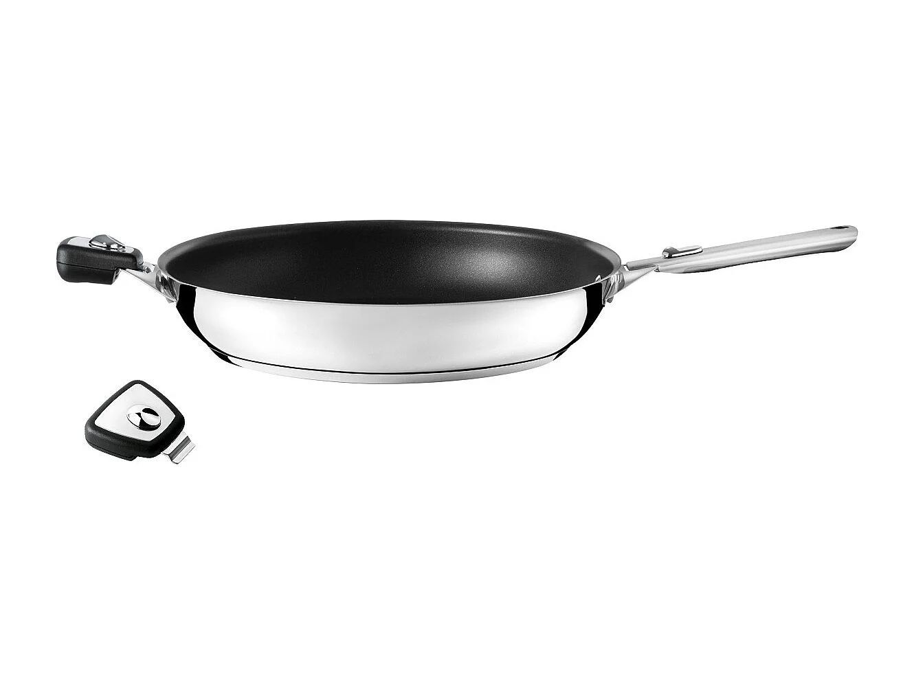 Eclipse - Set poêle 32 cm revêtement céramique avec poignée inox et anses amovibles