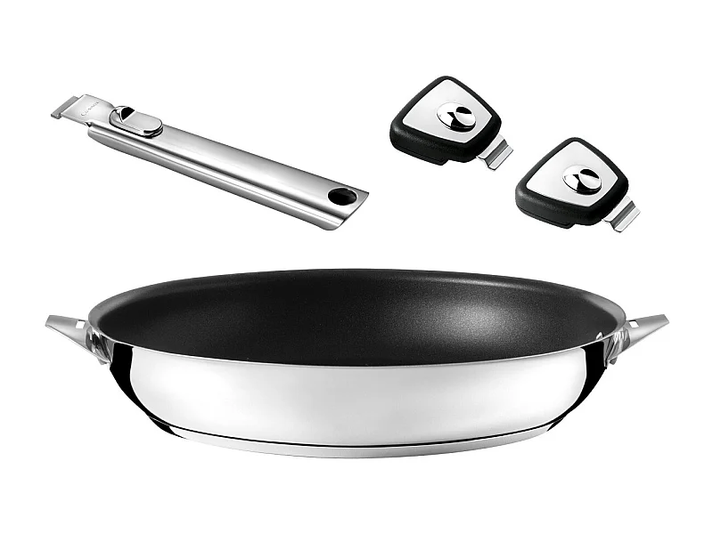 Eclipse - Set poêle 32 cm revêtement céramique avec poignée inox et anses amovibles