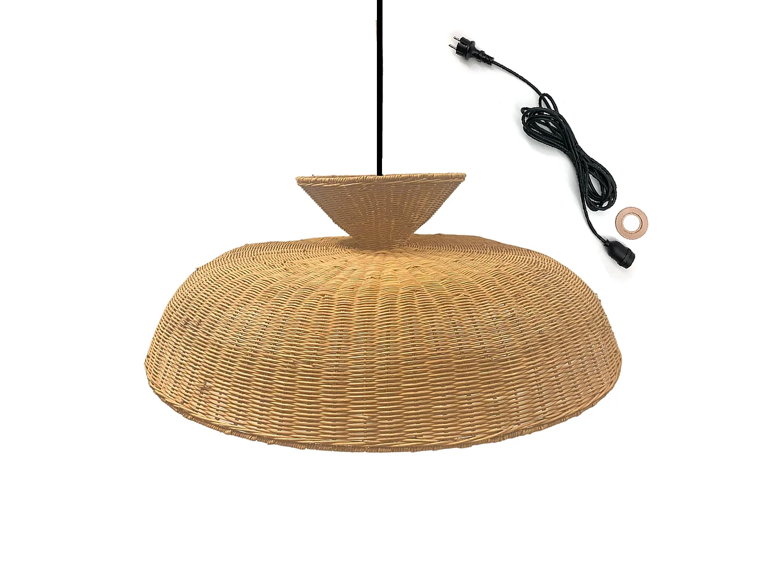 Suspension Extérieure Rotin Beige D80cm Câble 5m