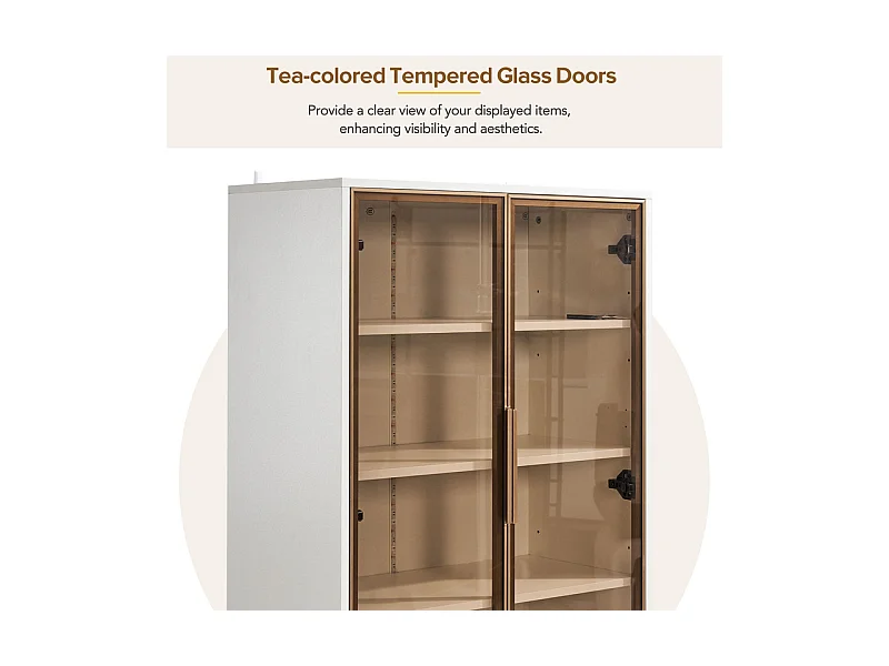 Vitrine en Verre 150cm - avec LED - 2 Portes et 2 tiroirs - étagères mobiles - 70x35x150cm