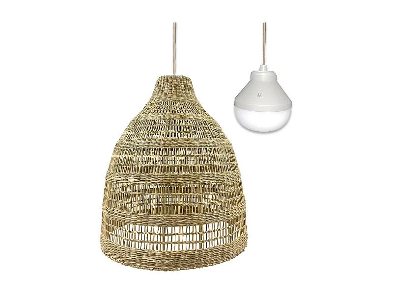 Suspension nomade FREYA LONG Bois Herbe marine D49 cm