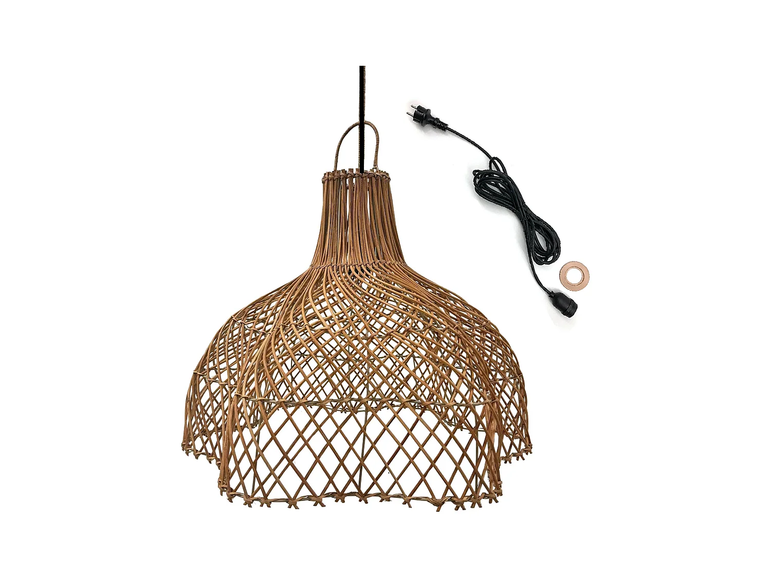 Suspension d'extérieur avec cable ARIA Beige Rotin D60 cm