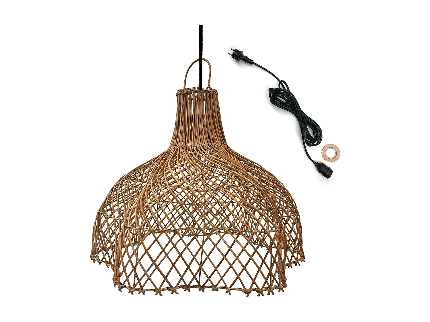 Suspension d'extérieur avec cable ARIA Beige Rotin D60 cm