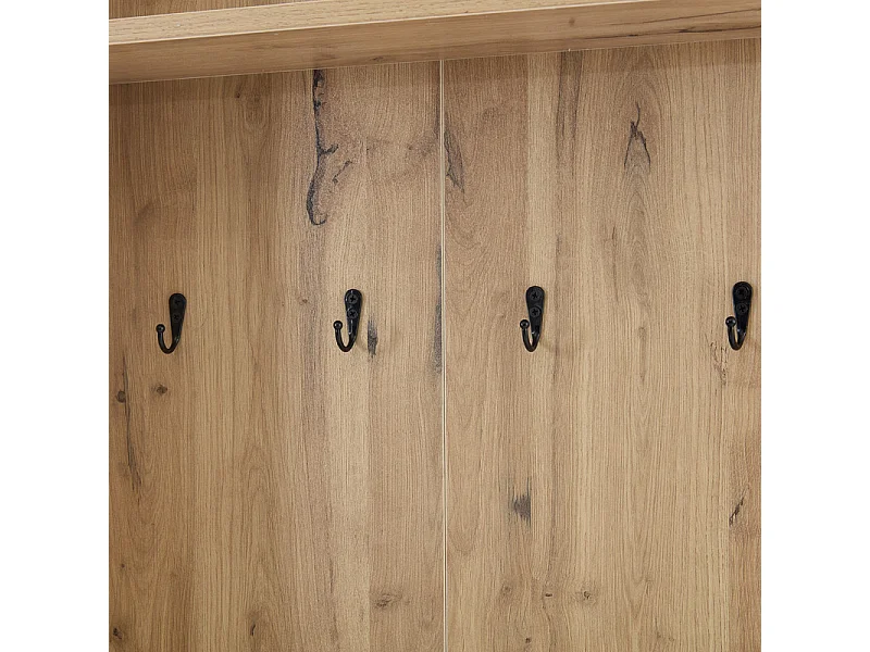 Vitrine - 5 étagères et 2 portes - avec patères - charge max 80kg - panneau de particules - 75x33x180cm