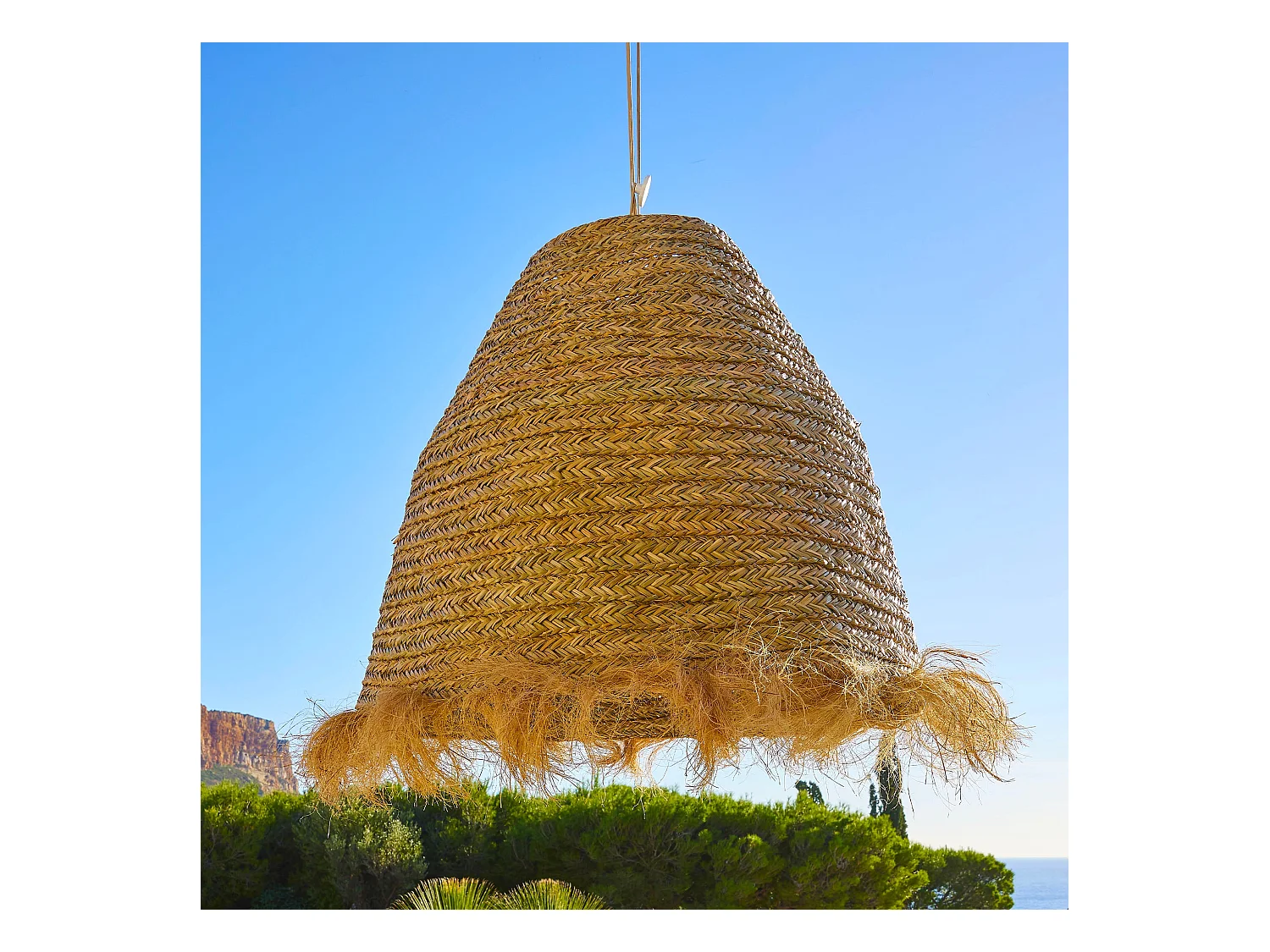 Suspension d'extérieur avec câble BIG ANAFI Beige Fibre naturelle D100 cm