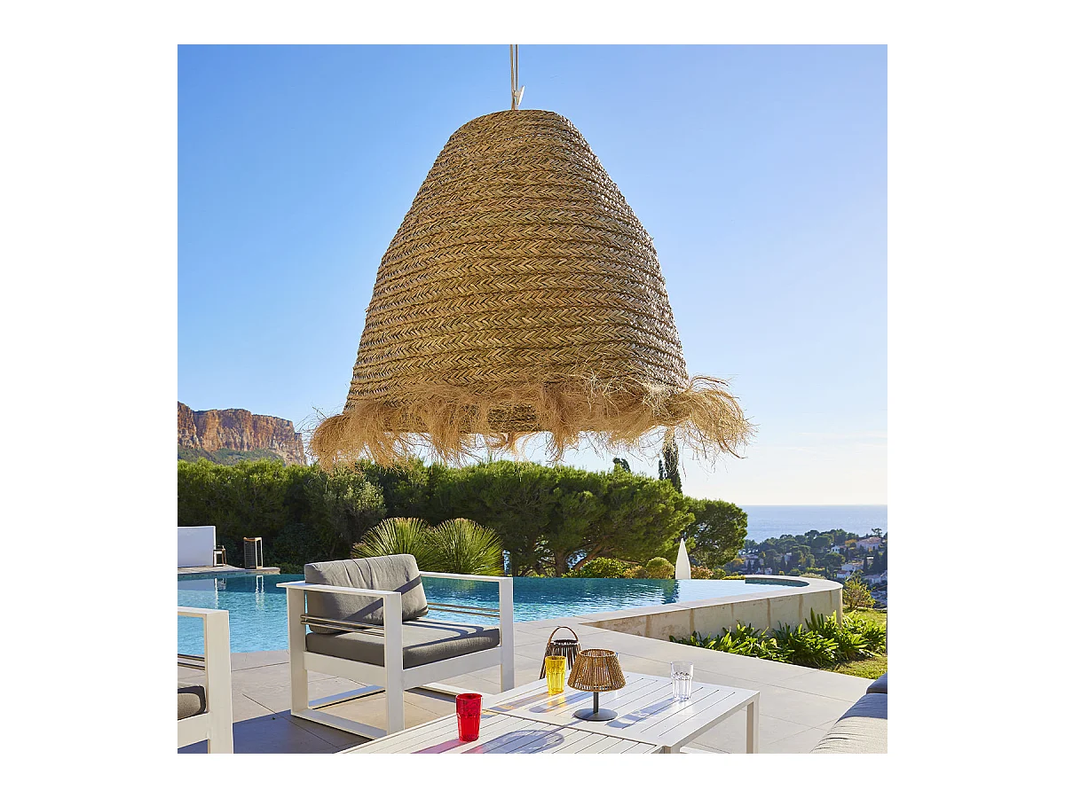 Suspension d'extérieur avec câble BIG ANAFI Beige Fibre naturelle D100 cm