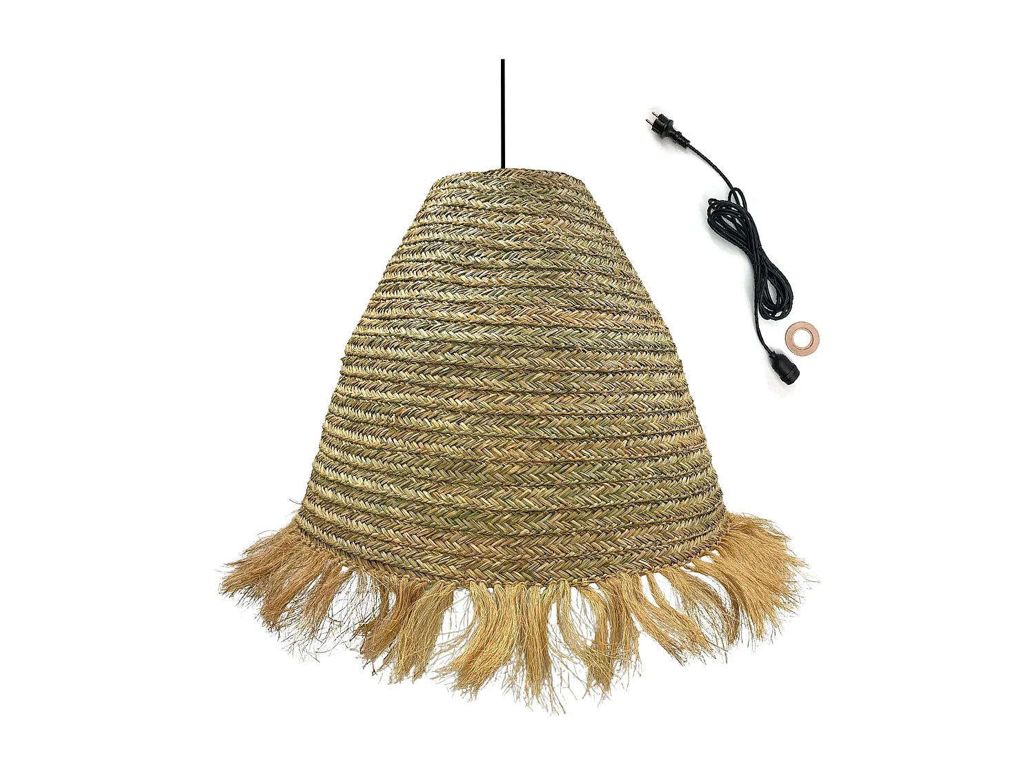 Suspension d'extérieur avec cable ANAFI BIG Beige Fibre naturelle D100 cm