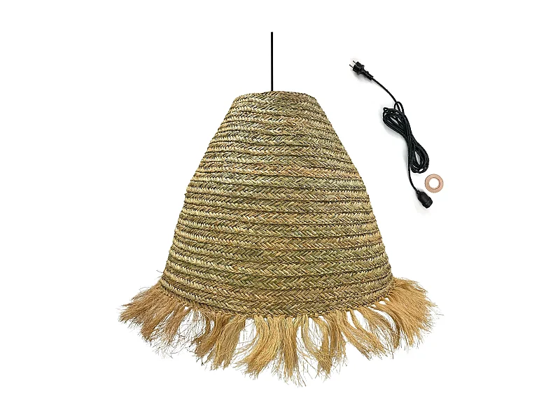 Suspension d'extérieur avec câble BIG ANAFI Beige Fibre naturelle D100 cm