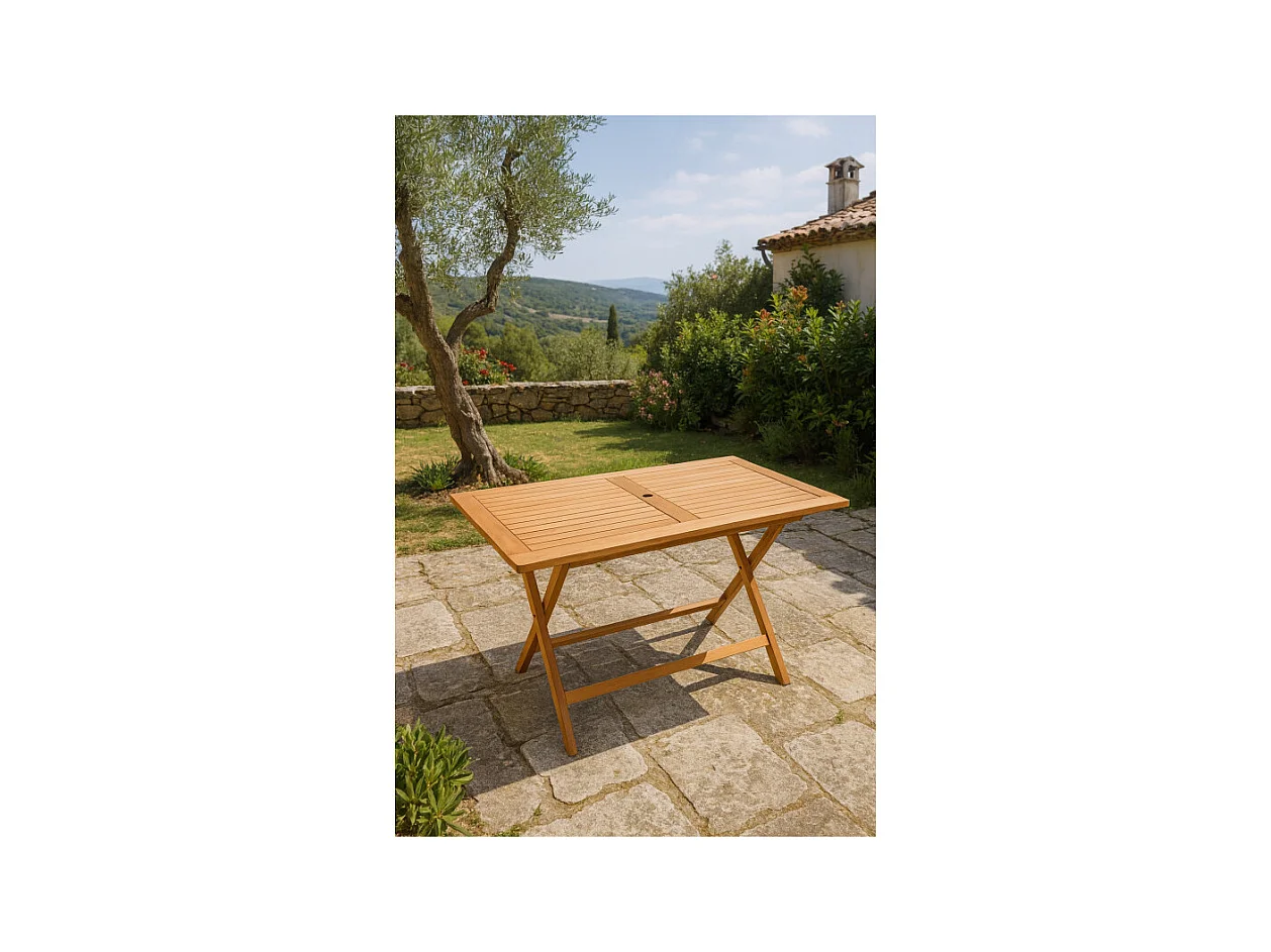 Table de jardin rectangulaire pliante 150 cm bois de teck - ANCOLIE