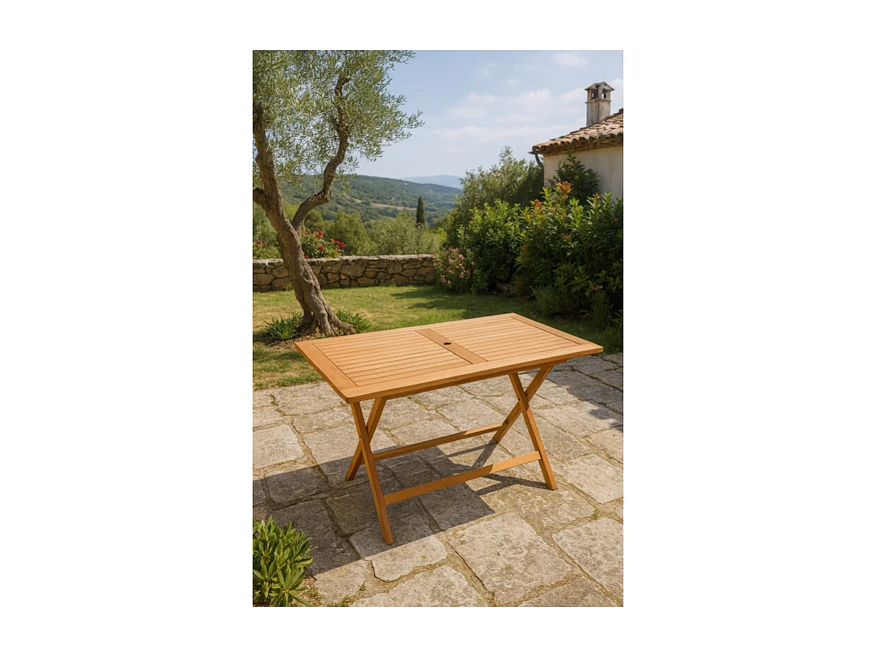 Table de jardin rectangulaire pliante 150 cm bois de teck - ANCOLIE