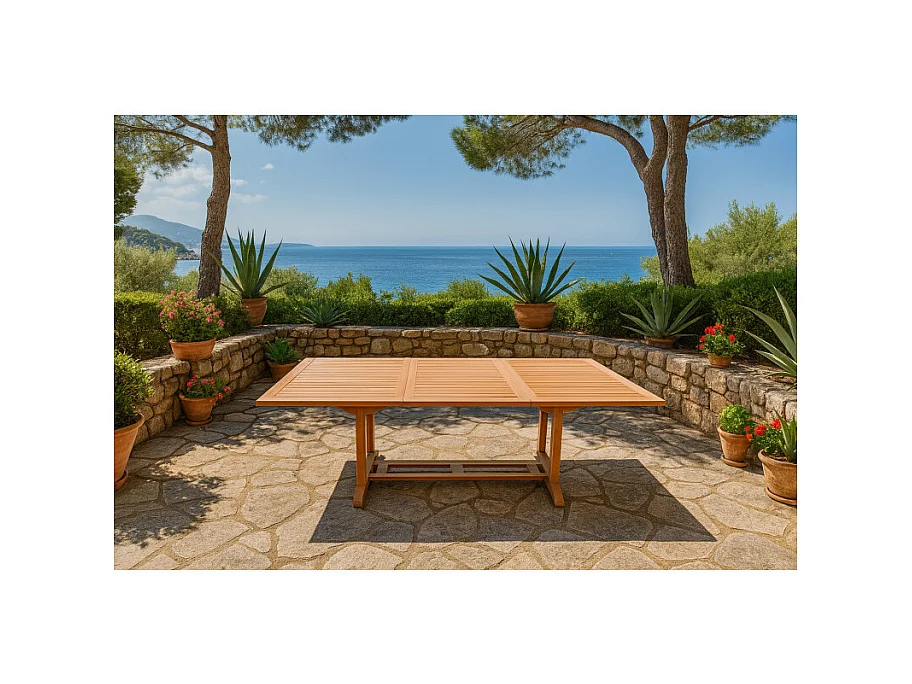 Table de jardin rectangulaire extensible 180/240 cm teck - ANCOLIE