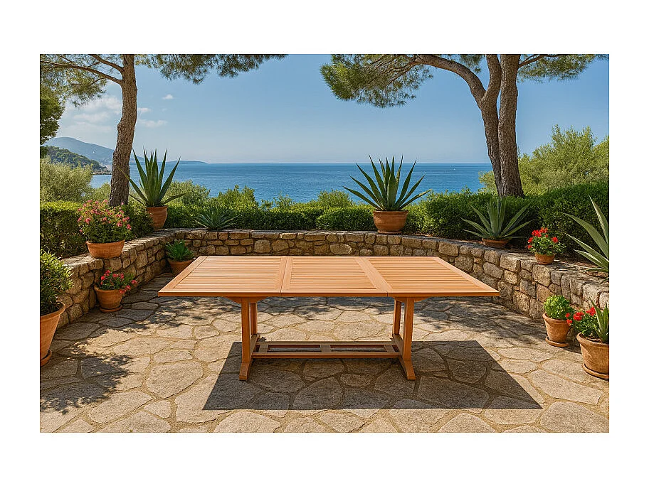 Table de jardin rectangulaire extensible 180/240 cm teck - ANCOLIE