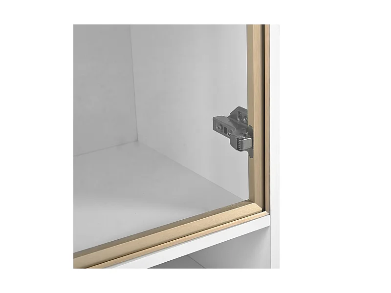 Vitrine 4 portes en verre - avec LED 16 couleurs et Bluetooth - 1 tiroir et 1 niche - MDF - 60×35×180cm