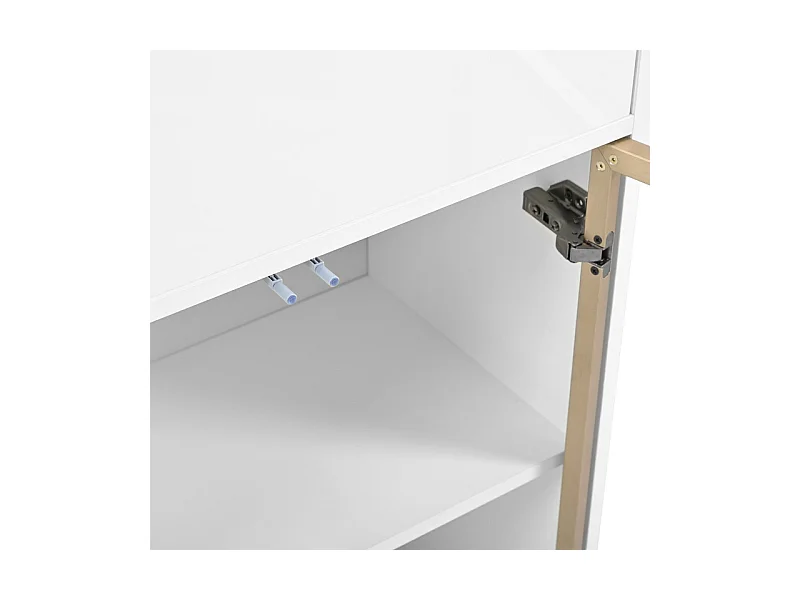 Vitrine 4 portes en verre - avec LED 16 couleurs et Bluetooth - 1 tiroir et 1 niche - MDF - 60×35×180cm