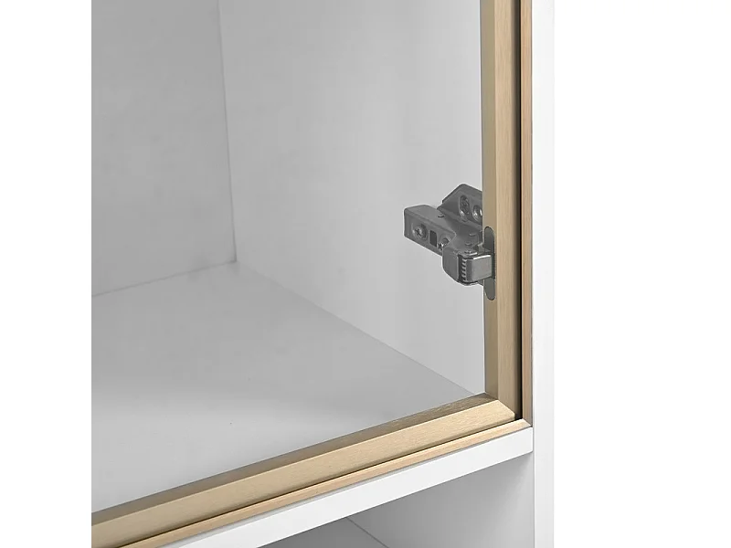 Vitrine 4 portes en verre - avec LED 16 couleurs et Bluetooth - 1 tiroir et 1 niche - MDF - 60×35×180cm