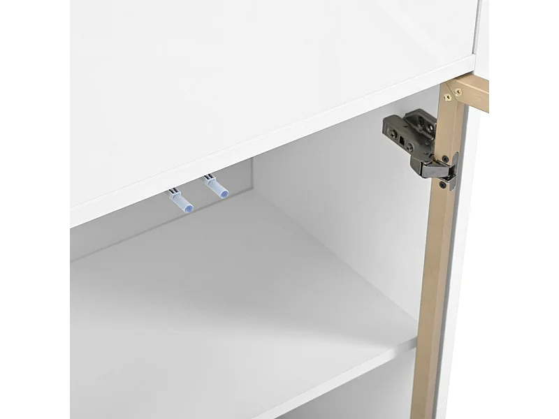 Vitrine 4 portes en verre - avec LED 16 couleurs et Bluetooth - 1 tiroir et 1 niche - MDF - 60×35×180cm