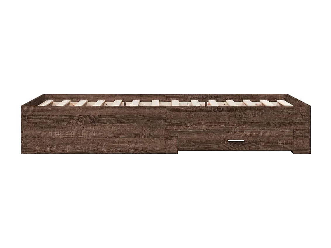 Lit simple | Lit adulte, enfant | Cadre de lit avec tiroirs chêne marron 75x190 cm