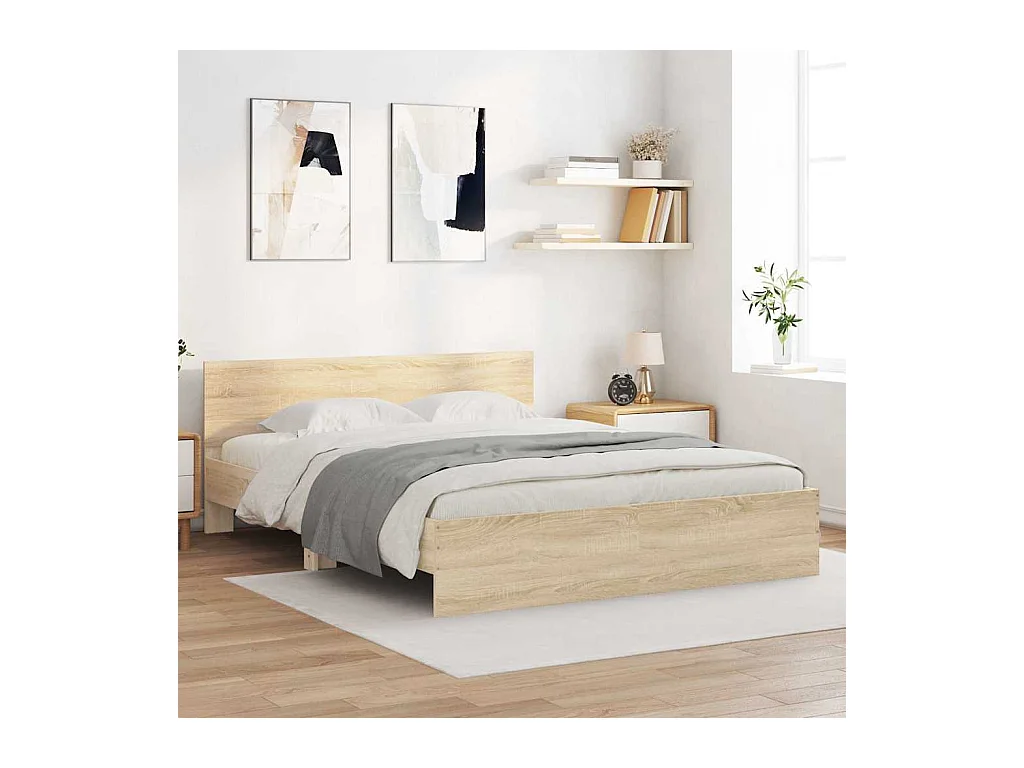 Lit double | Lit adulte | Cadre de lit chêne sonoma 150x200 cm