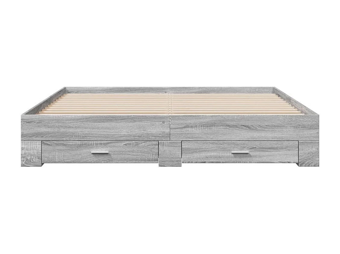 Lit double | Lit adulte | Cadre de lit avec tiroirs sonoma gris 200x200 cm