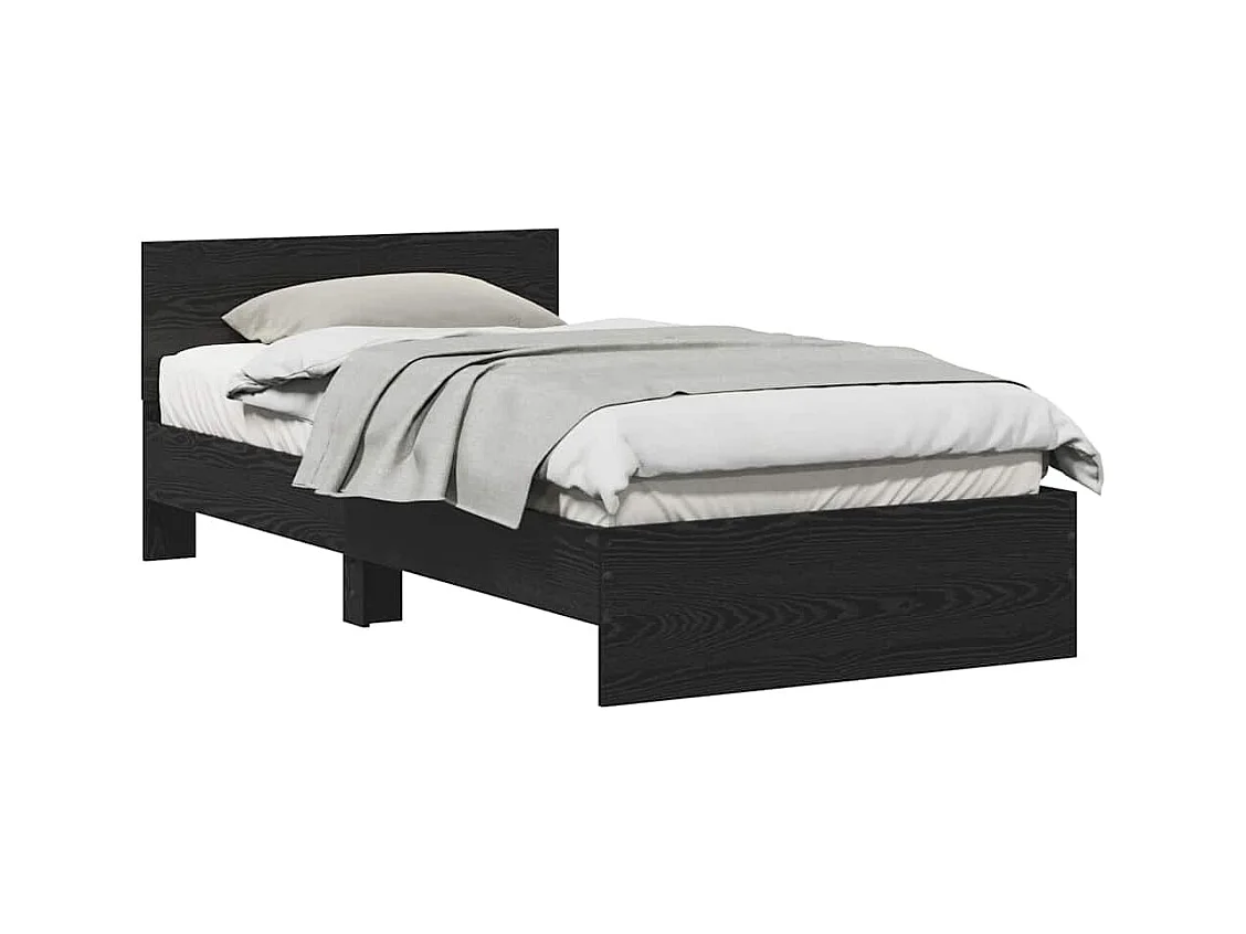 Lit simple | Lit adulte, enfant | Cadre de lit avec tête de lit Chêne noir 100x200 cm