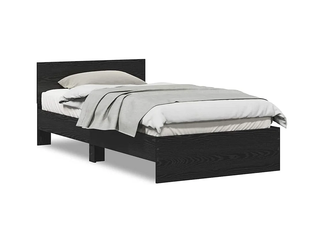 Lit simple | Lit adulte, enfant | Cadre de lit avec tête de lit Chêne noir 100x200 cm