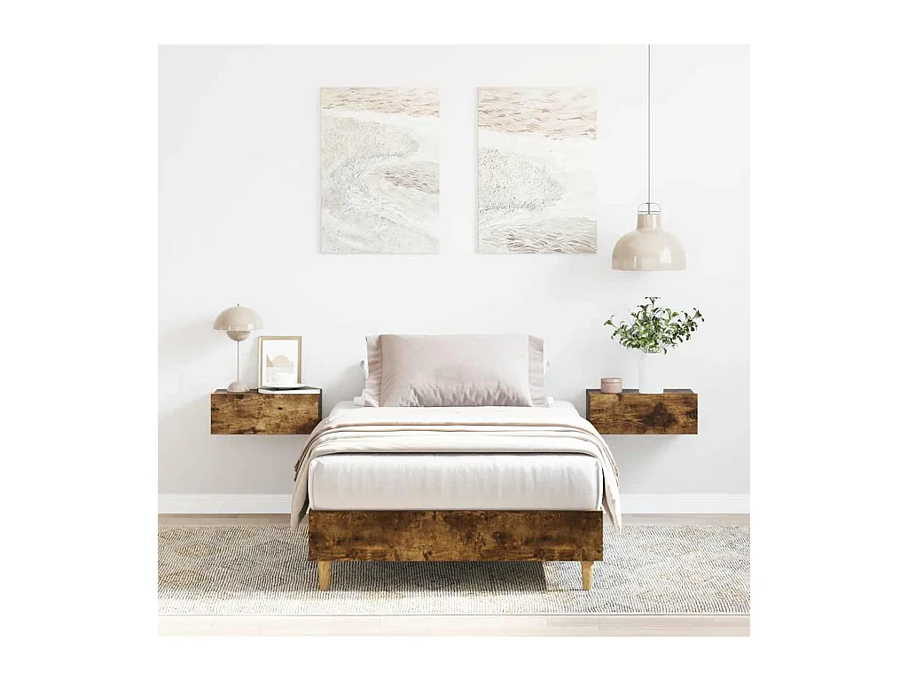 Lit simple | Lit adulte, enfant | Cadre de lit chêne fumé 90x200cm bois d'ingénierie