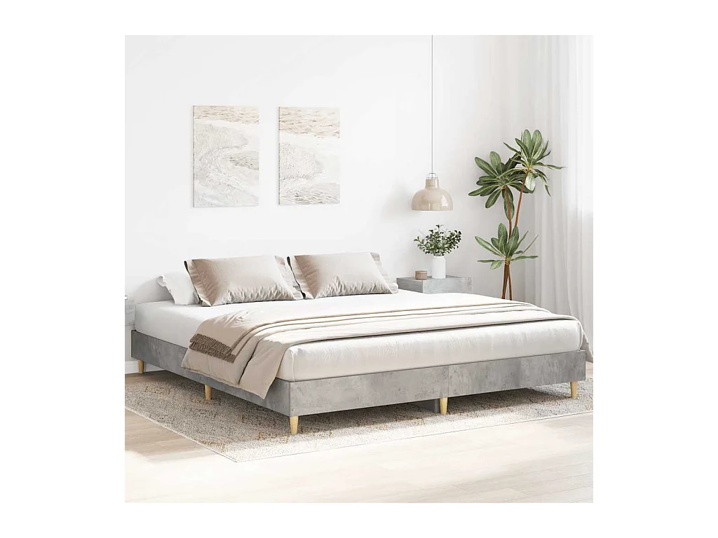 Lit double | Lit adulte | Cadre de lit gris béton 180x200 cm bois ingénierie
