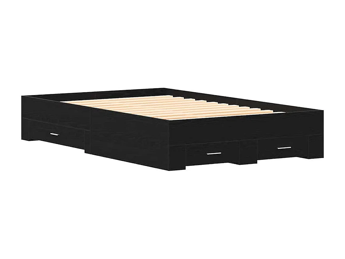 Lit simple | Lit adulte, enfant | Cadre de lit avec tiroirs avec tiroir Chêne noir 120x190 cm