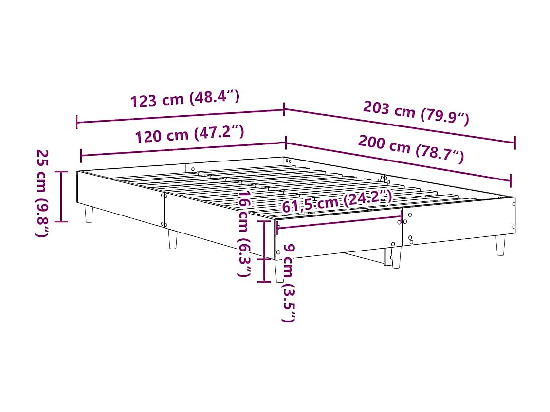 Lit simple | Lit adulte, enfant | Cadre de lit chêne artisanal 120x200 cm