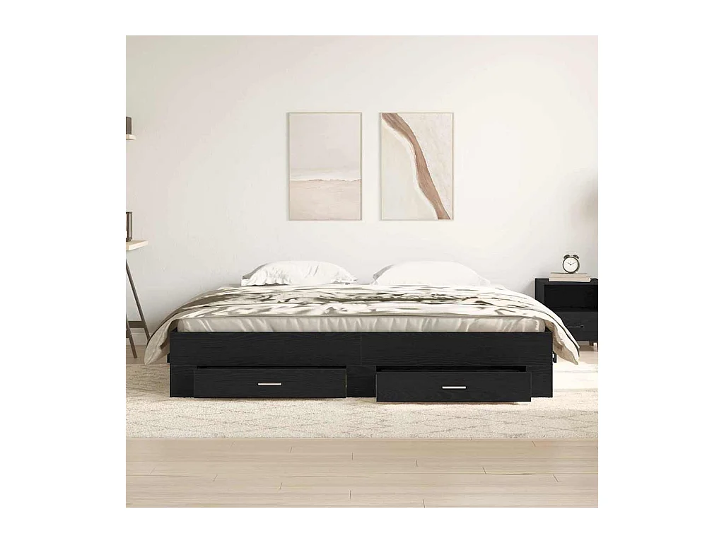 Lit double | Lit adulte | Cadre de lit avec tiroirs avec tiroir Chêne noir 180x200 cm