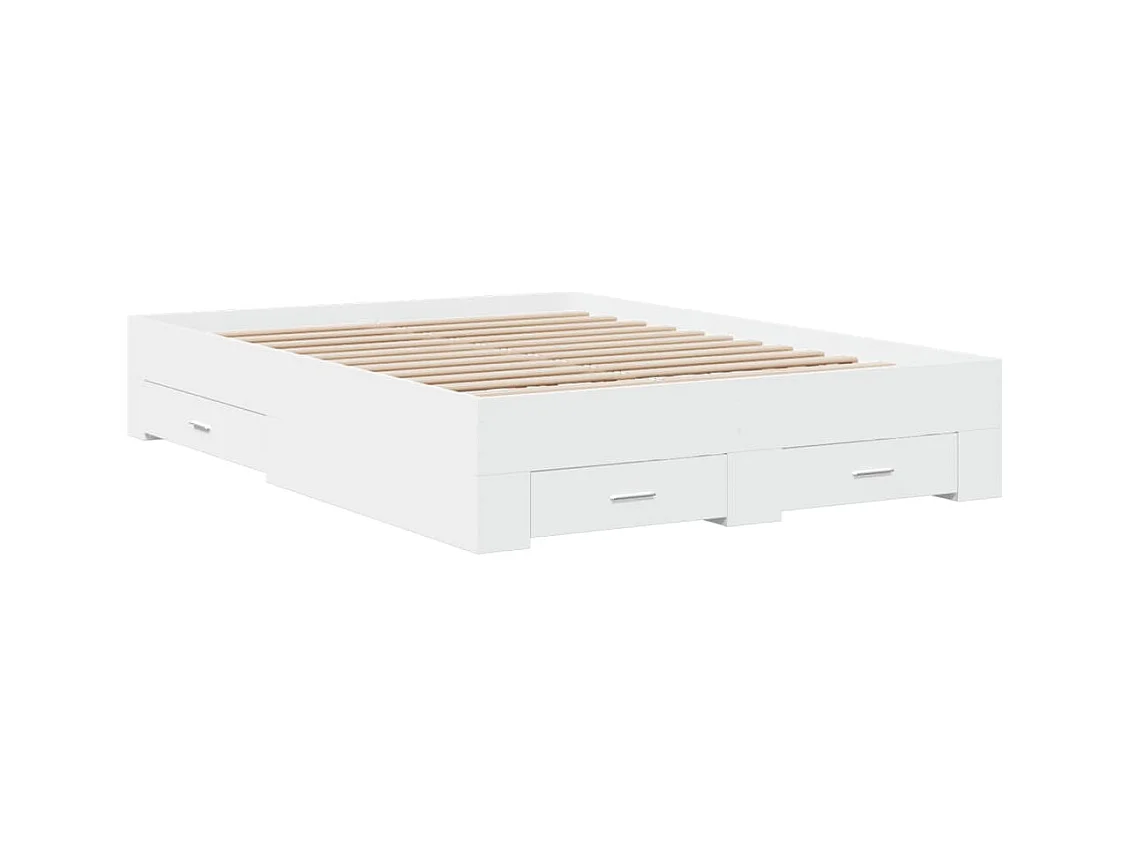 Lit double | Lit adulte | Cadre de lit avec tiroirs blanc 135x190 cm