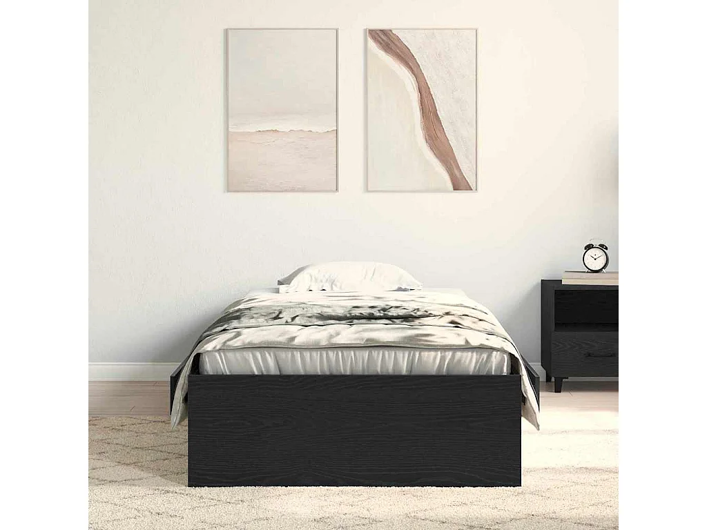 Lit simple | Lit adulte, enfant | Cadre de lit avec tiroirs avec tiroir Chêne noir 100x200 cm