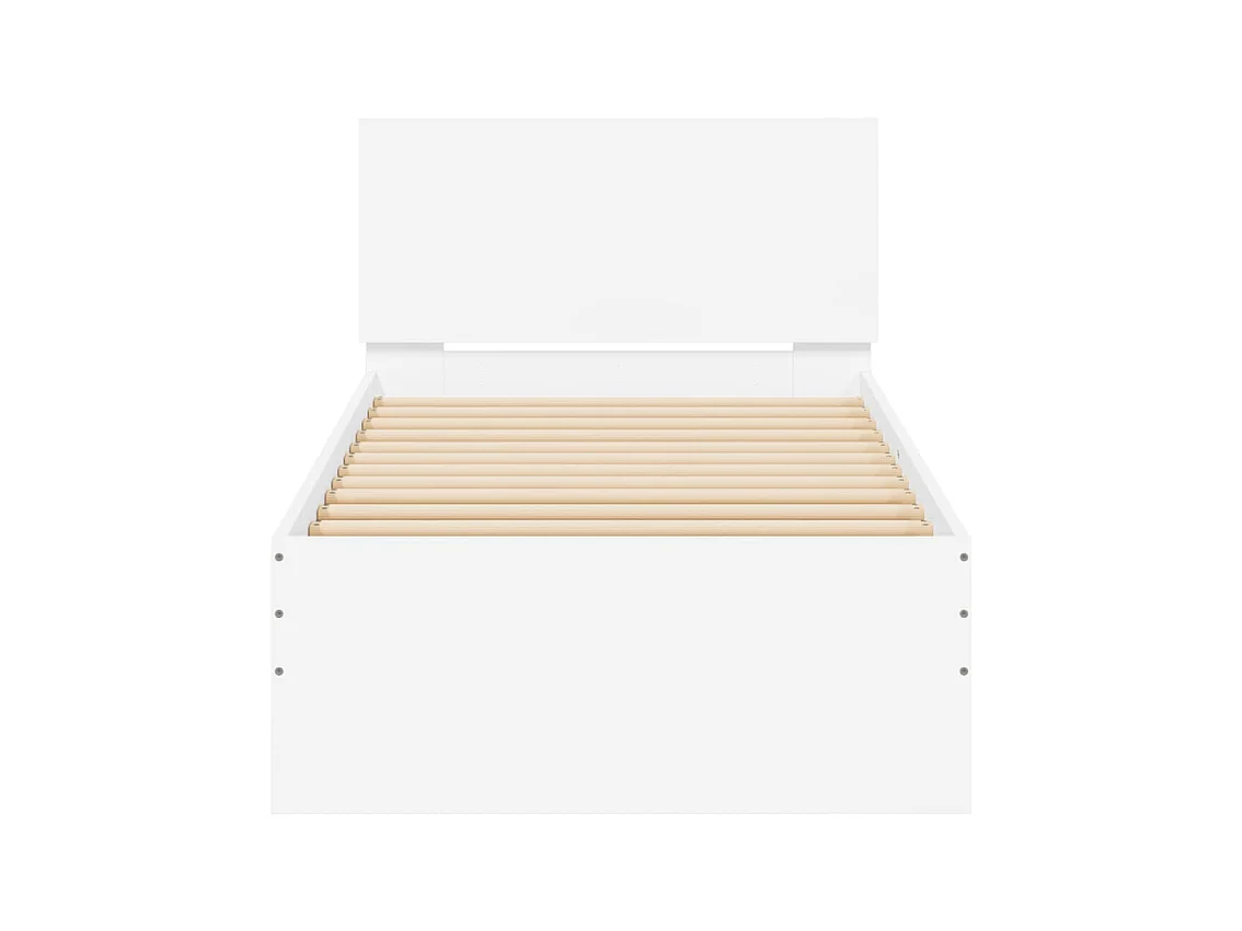 Lit simple | Lit adulte, enfant | Cadre de lit avec tête de lit blanc 90x200 cm