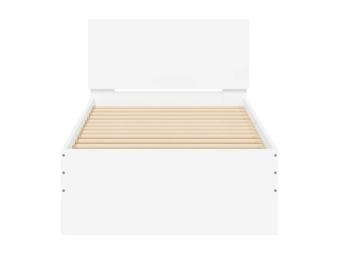 Lit simple | Lit adulte, enfant | Cadre de lit avec tête de lit blanc 90x200 cm
