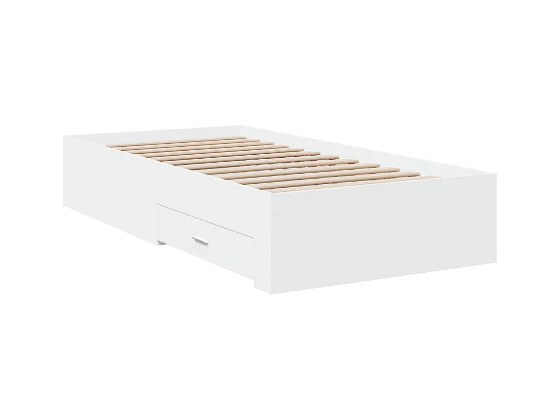 Lit simple | Lit adulte, enfant | Cadre de lit avec tiroirs blanc 75x190 cm