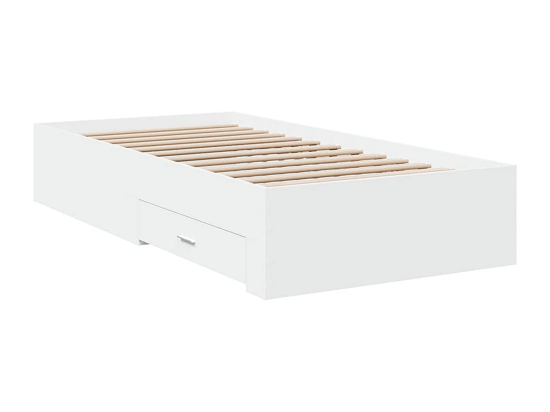 Lit simple | Lit adulte, enfant | Cadre de lit avec tiroirs blanc 75x190 cm