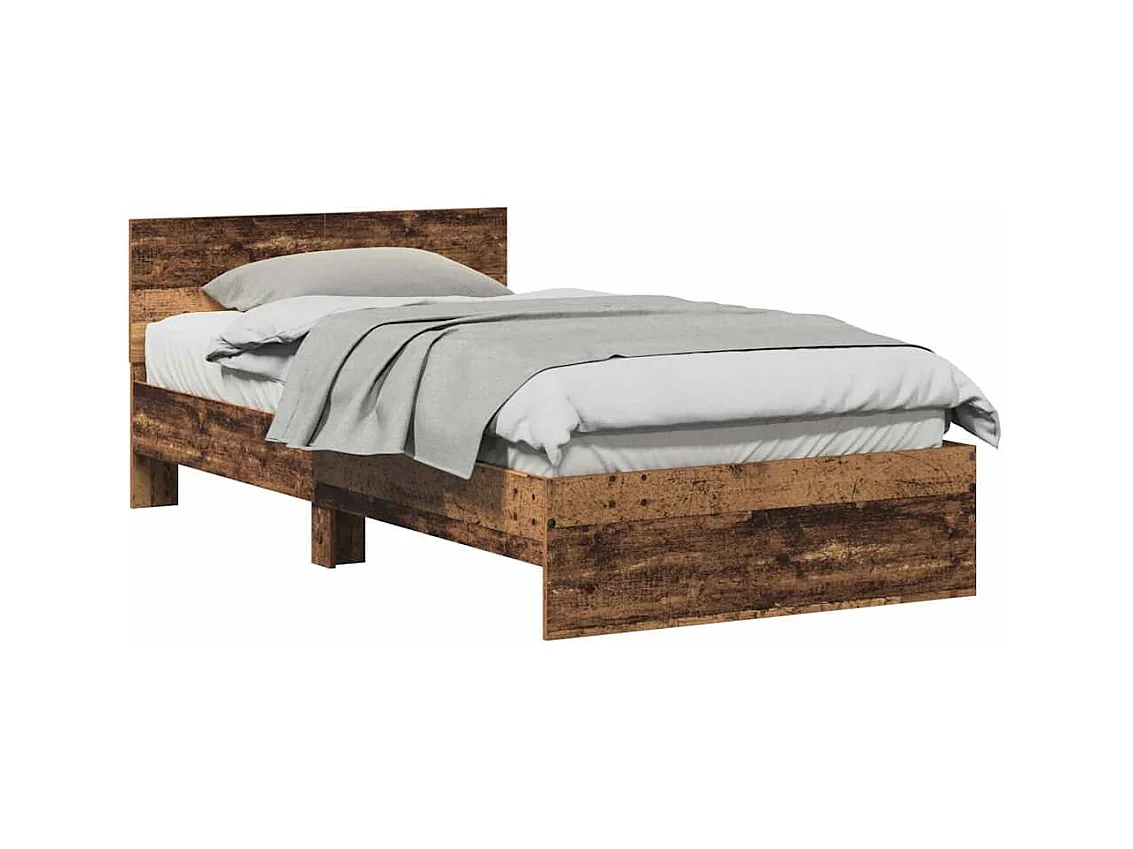 Lit simple | Lit adulte, enfant | Cadre de lit avec tête de lit Bois Ancien 100x200 cm