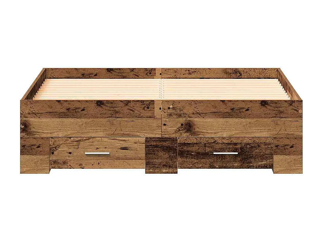 Lit simple | Lit adulte, enfant | Cadre de lit avec tiroirs avec tiroir Bois ancien 120x190 cm