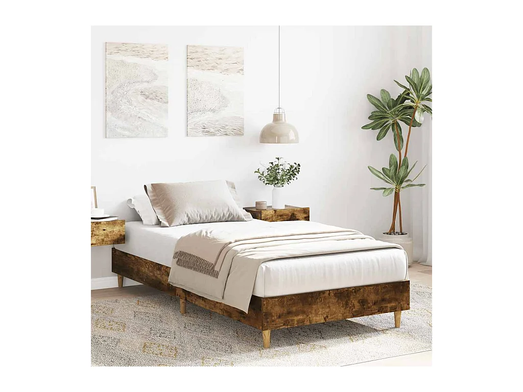 Lit simple | Lit adulte, enfant | Cadre de lit chêne fumé 100x200 cm bois ingénierie