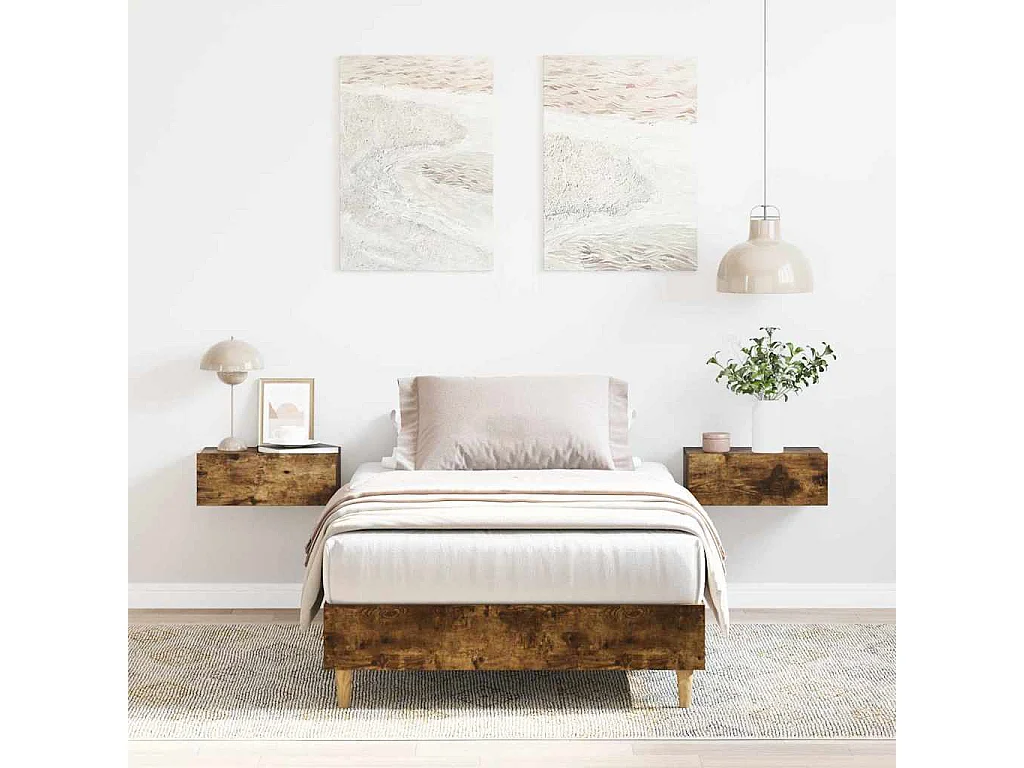 Lit simple | Lit adulte, enfant | Cadre de lit chêne fumé 100x200 cm bois ingénierie