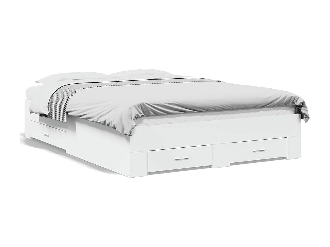 Lit double | Lit adulte | Cadre de lit avec tiroirs blanc 140x190 cm